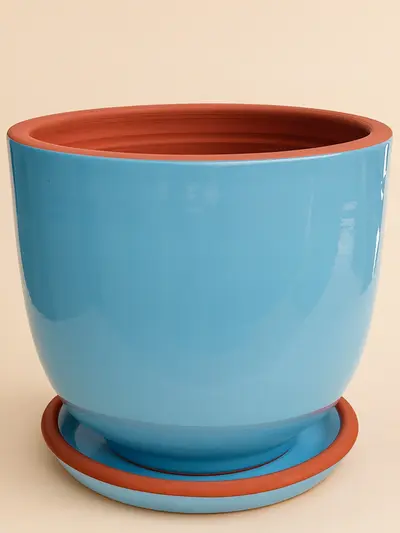 Mavi Sırlı Saksı No 6 Ø35cm -  Saksilar - Lalezar Botanik